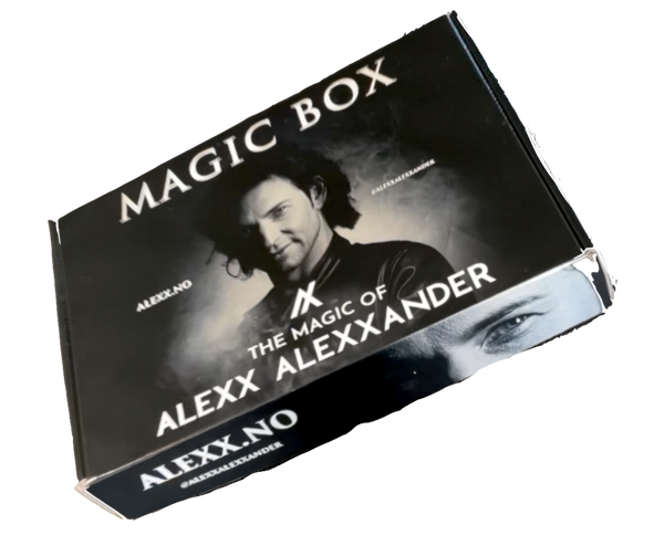 Magic box with 'The Magic of Alexx Alexander' branding on a white background
